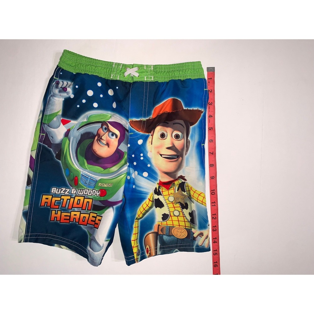 Toy Story Boys 4T Buzz Lightyear Woody Swim Trunks Blue Green‎ - Picture 8 of 9